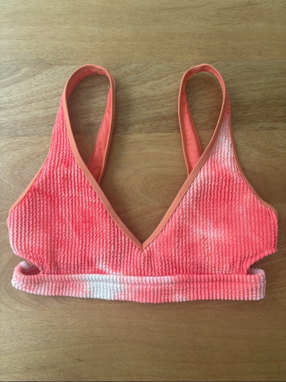 aerie Tie Dye Coral Pink Textured Bikini Top
